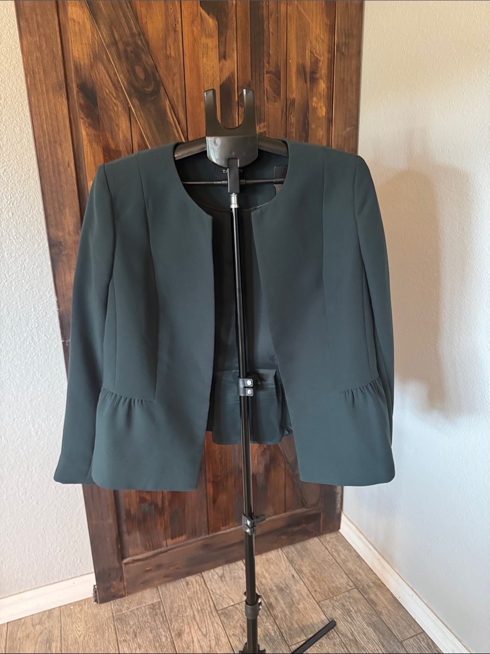 Talbots Dark Teal Open-Front Peplum Jacket
